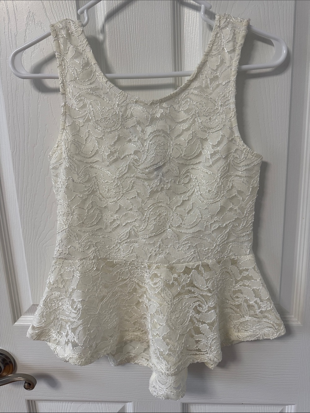 Ambiance Cream Lace Peplum Camisole